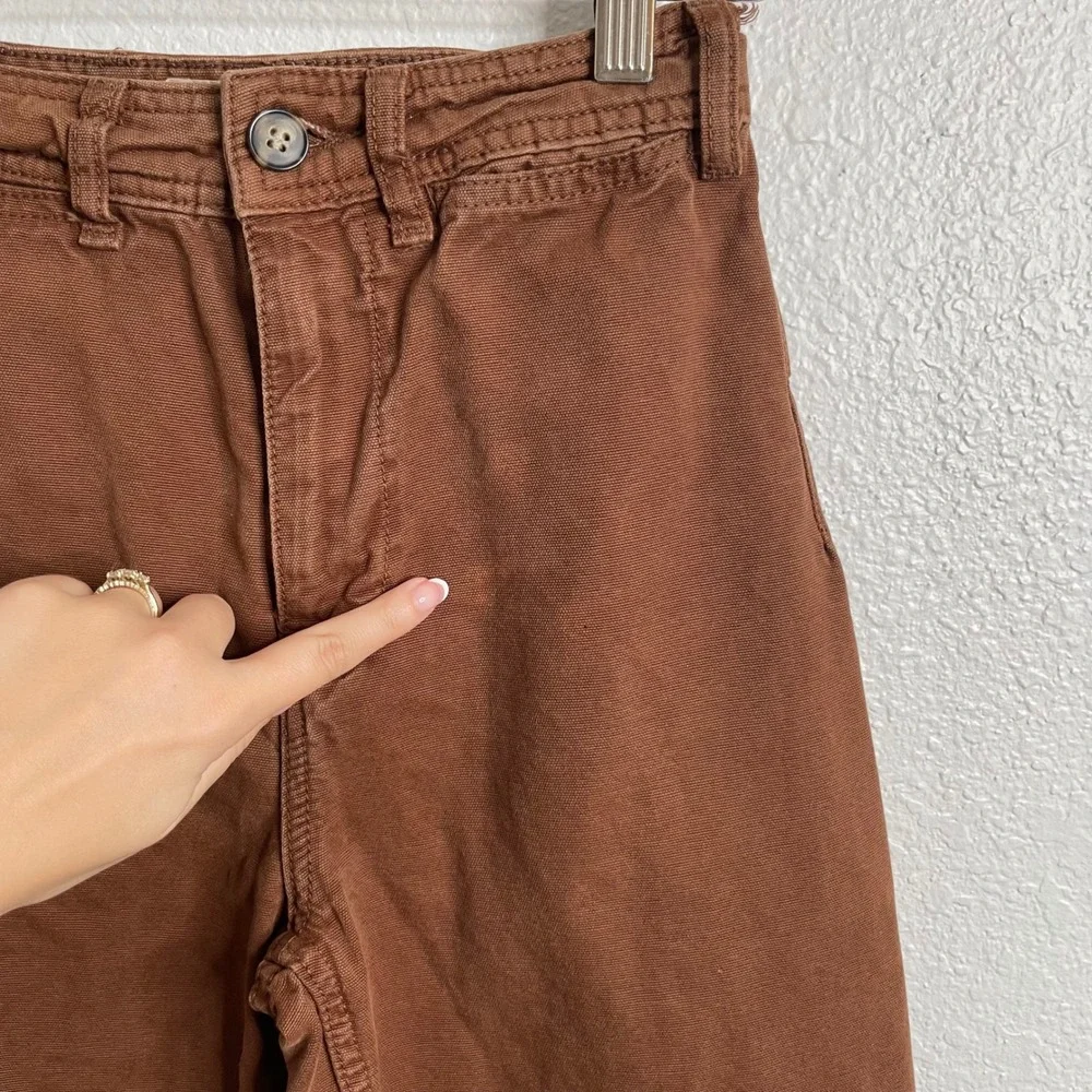 We The Free Free People Brown‎ Wide Leg Utility Pants High Rise Size 24 Cotton